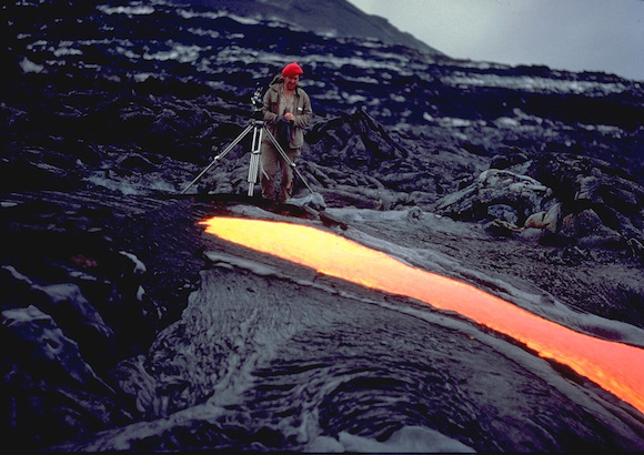 Maurice up close with lava